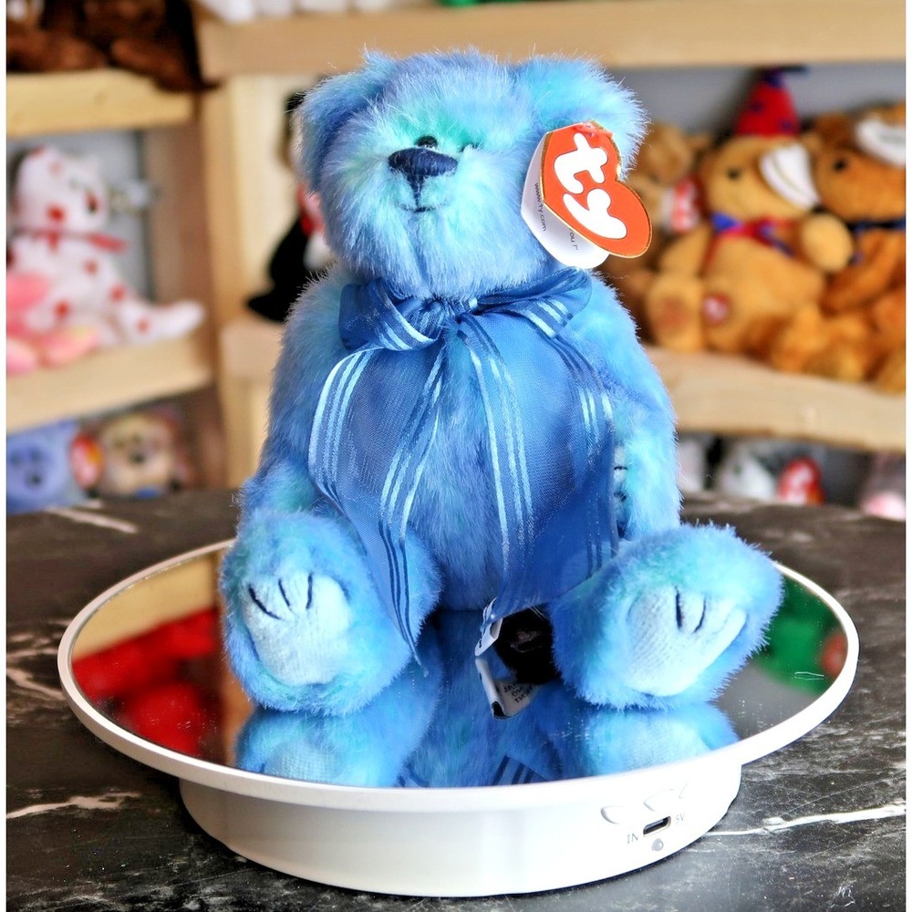 Ty‎ Attic Treasures Azure Bear Blue Teal Jointed Plush 6055 Heart Tag 2002